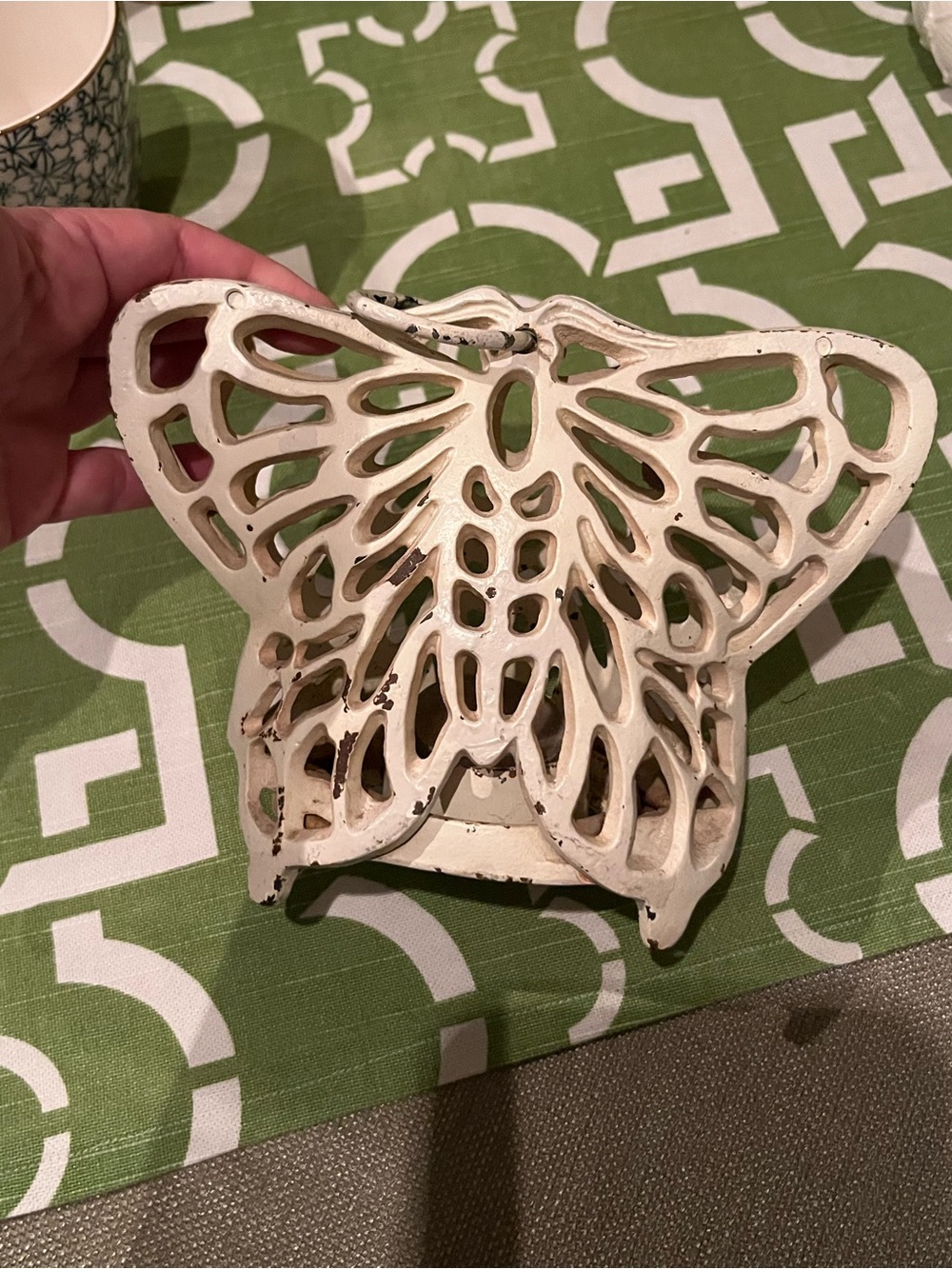 Decorative White Butterfly Tea Light Candle Holder.